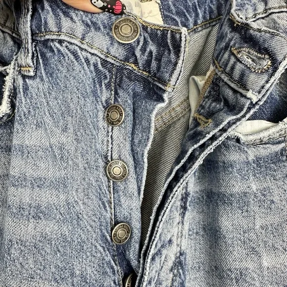 Free People Old West Slouchy Jeans Wide Leg Blue Denim Hi Rise We The Free Sz 27 - Picture 6 of 10